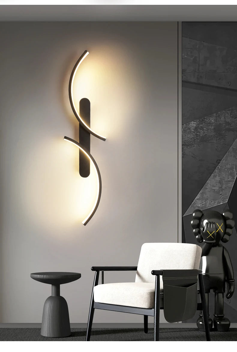 TriColour Modern C-Shape LED Wall Lamp - Minimalist Sconce Design - IL23
