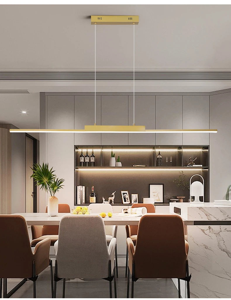 TriColour Modern LED Pendant Light - Minimalist Linear Chandelier - IL27